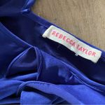 Rebecca Taylor  blue satin ruffle belted mini dress Photo 4