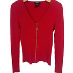 Radzoli Blouse Womens Size S Vintage Red Full Zip Ribbed Long Sleeve Sweater Top Photo 0
