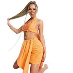ASOS . DESIGN Orange Halter Drape Crop Top Photo 2