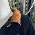 Vintage Tasha Polizzi Sherpa Coat Rustic Holiday Christmas Tree & Truck Appliqué Black Size M Photo 3