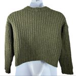 American Eagle Cropped Chunky Knit Dark Green Crew Neck Sweater Size Small Photo 5