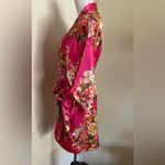 Ms Lovely Hot Pink Baroque Floral Satin Kimono Short Robe Size XS Photo 4