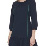 Tommy Hilfiger EUC Sheath Dress Size 10 Navy with Green Trim Photo 3