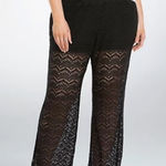 Torrid Swim Cover Up Pants Womens 0 L Black Wide Leg Chevron Open Knit Sheer Photo 0