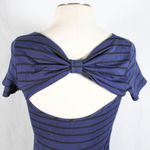 Soprano Dark Blue and Black Striped Dress with Bow Design Back Photo 8