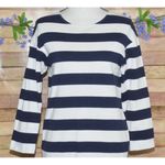 Uniqlo 100% Cotton Blue Stripe Pocket Shift Tunic Dress XS Nautical Beach Pocket Photo 1