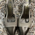 Bruno Magli Taupe &‎ Pewter Italian Leather Slingback Pump Size 8 Photo 0