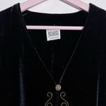 Vintage 90s velvet Black gold embellished Top M/L Size undefined Photo 2
