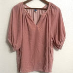 Old Navy NWT  Womens Shirt Blouse Pink Velvet Split Neck Short Sleeve Size Large Photo 0