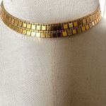 Monet vintage flat square chain long gold plated necklace Photo 2