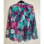 Talbots Womens Size XL Button Up Top Classic Casual Jungle Botanical Tropical Photo 1