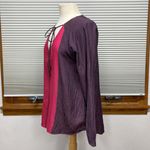 Dylan  by True Grit Purple and Pink Tie V-Neck Long Sleeve Top Size Medium Photo 4