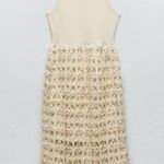 ZARA  NWT combination mixed contrast midi dress crochet detailed skirt tank style Photo 2