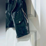 ZARA Womens sz Xs Vegan leather Cropped Moto Jacket black New Photo 3