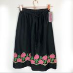 Vtg S Sanibel Sport Floral Embroidered Midi Black Photo 0