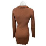 Love Tree  Brown Ribbed Long Sleeve Collared Mini Bodycon Polo Sweater Dress Sz S Photo 1