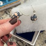 Vera Bradley  retired silvertone drop Blue & white round clay Earrings Photo 3