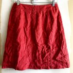 Ann Taylor 100% Linen Skirt A Line Mini Back Zip Pleated Lined Red 6P 30" Photo 4