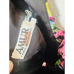 AMUR Women's Black Multicolor Floral Anemone 100% Silk Maxi Dress Size 6 Photo 3