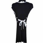 Taboo 90s Y2K  Black Mini Dress White Satin Piping & Waist Tie Medium Photo 4