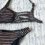 Black And Rose Gold Striped Bikini With Glitter Photo 3