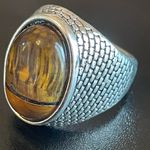 Casual Tiger eye stone S925 silver ring size 8.75 Photo 2
