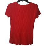 Faded Glory  Knit Top V-Neck Short Sleeve Ribbed Red Blouse Small‎ Photo 1
