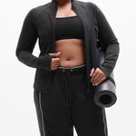 Athleta  Salutation Full Zip Jacket Black Size 1X Stretchy Soft Fitted Athletic Photo 0