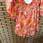 Boohoo Orange Floral Romper Size 4 Photo 4