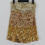 Bebe Gold Ombre Tina Sequin Tiered Lined Strapless Mini Dress Size M Photo 1