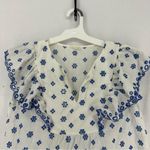 Jennifer Grace Jennifer & Grace Floral Embroidered Cap Sleeve Ruffle Blouse Large White Photo 1