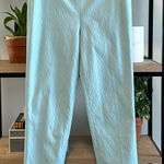 Talbots Jacquard Ankle Mid-Rise Minty Blue Woven Career Dress Pant Trouser, 4 Photo 0