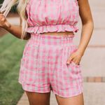 Olivaceous Gingham High Waisted Shorts  Photo 0