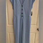 Worthington baby blue Jumpsuit Wide Leg Button Front Belted Casual Size 10 NWT Photo 12