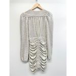 AQUA Metallic Dress Size Small V Neck Crinkled Shimmer Ruched Long Sleeve NEW Photo 6