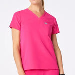 FIGS Women's Catarina One Pocket Scrub Top in Shocking Pink, Size X-Small Photo 0