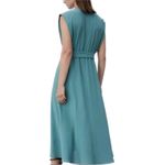 ZARA Dress Green Slit Midi Pleated Sleeveless Beachy Boho Party Sz S 4/6 No Belt Photo 1