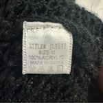 Bear Dance  Black Shawl Look Open Front Fringed Cardigan Crochet Knit Coverups M Photo 8