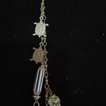 Moroccan Hand Carved Stone Beaded Frog and Turtle Vintage Necklace Black Photo 3