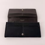 Kate Spade  Black Nylon Continental Wallet Logo Plaque Slim Designer Photo 1