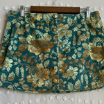 Free People  After Party Printed Mini Skirt Corduroy Sz 12 Emerald Brocade Photo 0