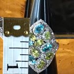 Natural Sava Sphene Apatite Sterling Silver Cocktail Ring Size 6 Blue Photo 4
