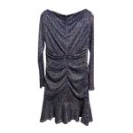 Talbot Runhof Metallic Ruched Draped Dress Long Sleeve Blue Women's 14 $1650 Size undefined Photo 6