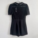 Miss Selfridge ASOS  Black Lace Pearl Trim Collared Romper Photo 2