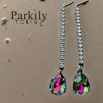 Handcrafted post earrings with Swarovski medium vitrail crystal Silver Photo 1