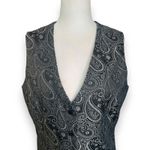 New York & Company Paisley Sleeveless Button Suit Vest Charcoal Black 8 Preppy Photo 1