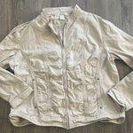 Cambridge Dry Goods cotton canvas coat ruched style size XL khaki zip up women Tan Photo 0