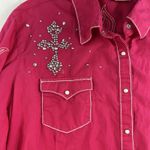 Ariat  XXL Shirt Cowgirl Pearl Snap Silver Studded Embroidered Rodeo Western Pink Photo 2