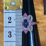 AAA Tanzanite Moissanite Sterling Silver Ring Size 7 Purple Photo 6
