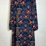 I. Madeline Woman’s Floral Formal Long Sleeve Classic Chic Dress Size Small Blue Photo 0